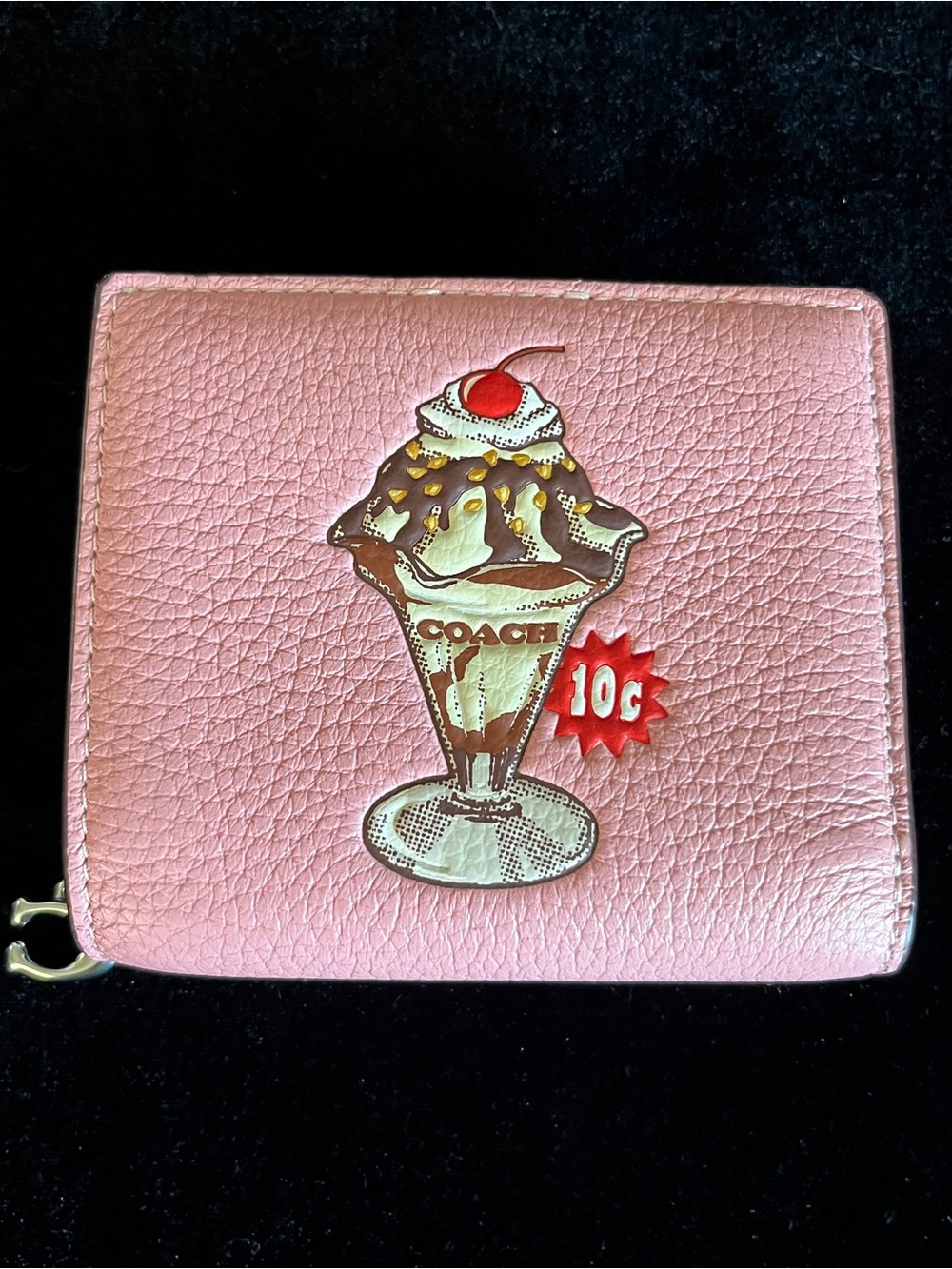 Coach Pink Leather Ice Cream Graphic Wallet